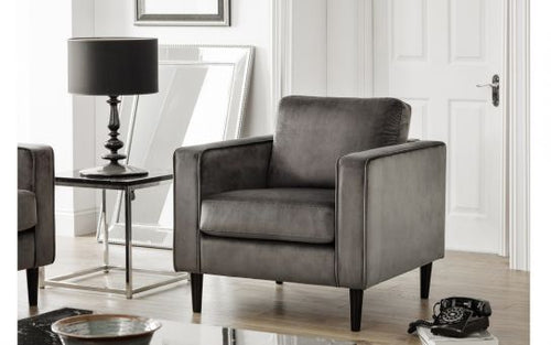 Hayward Armchair in grey velvet fabric